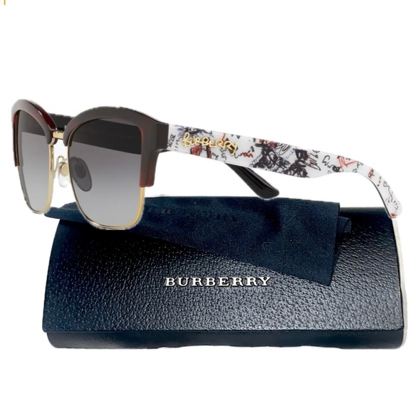Burberry Women’s Graffiti Print Sunglasses Brown/Red & Gold - Picture 13 of 14